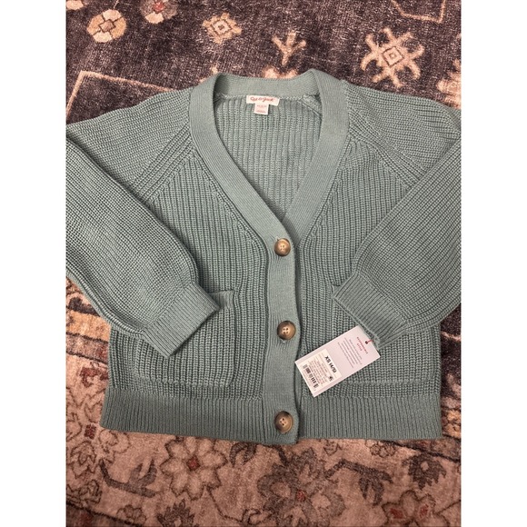 Cat & Jack Other - Cat & Jack Girls Cardigan Size XS 4 5 Button Front V-Neck Sweater Ocean Green